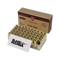 Munição Fiocchi Calibre 9mm Luger FMJTC 100gr Black Mamba Caixa 50un