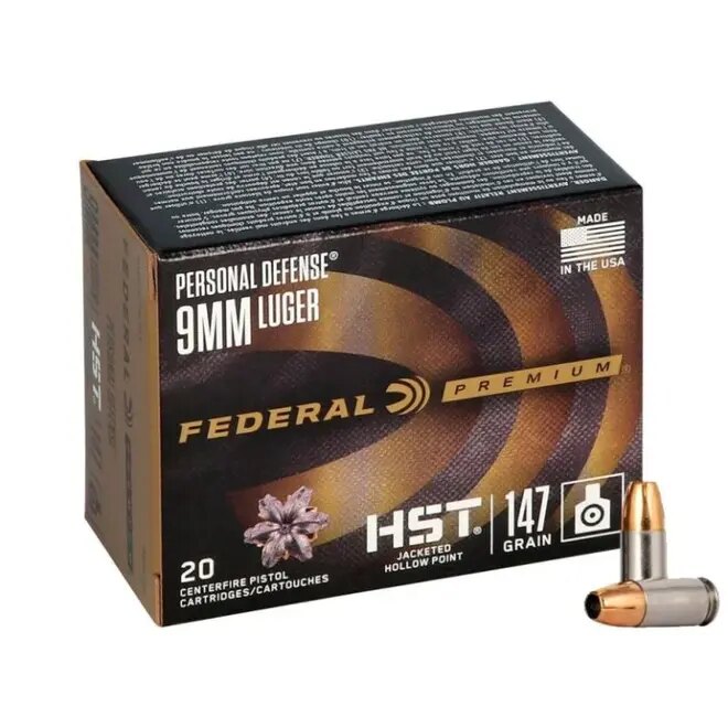 Municao Federal Calibre 9mm Luger JHP 147gr HST Caixa 20un — foto 1 de 2